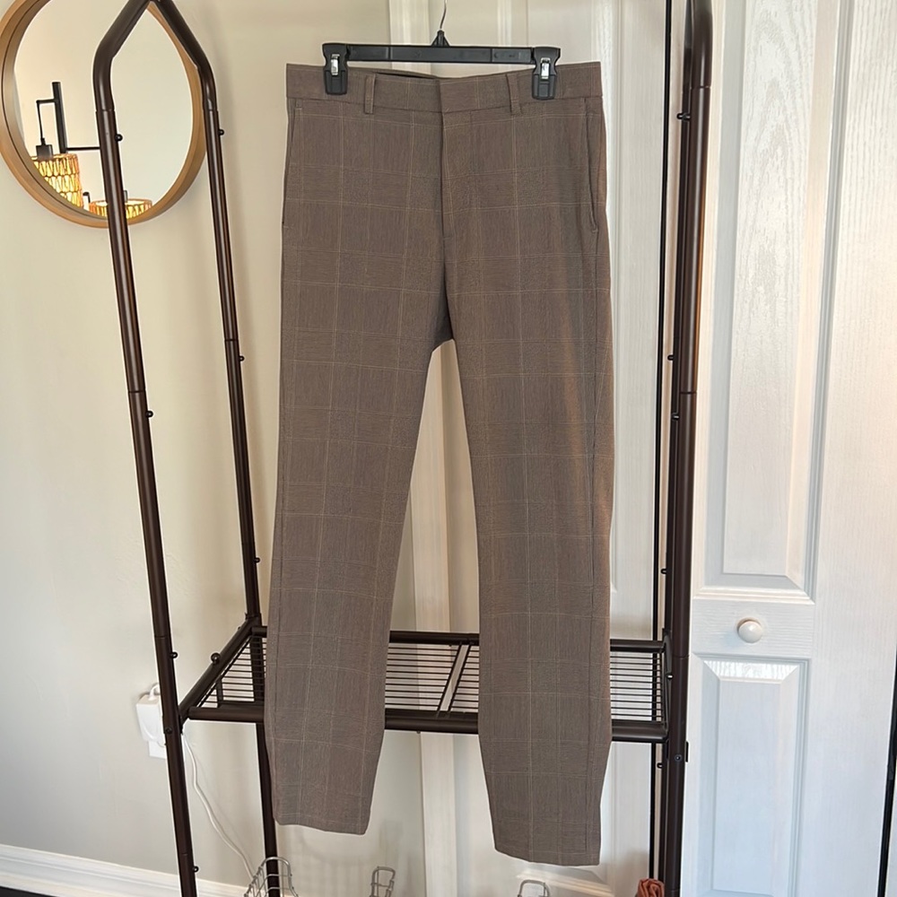 H&M slim fit, high waisted plaid pants